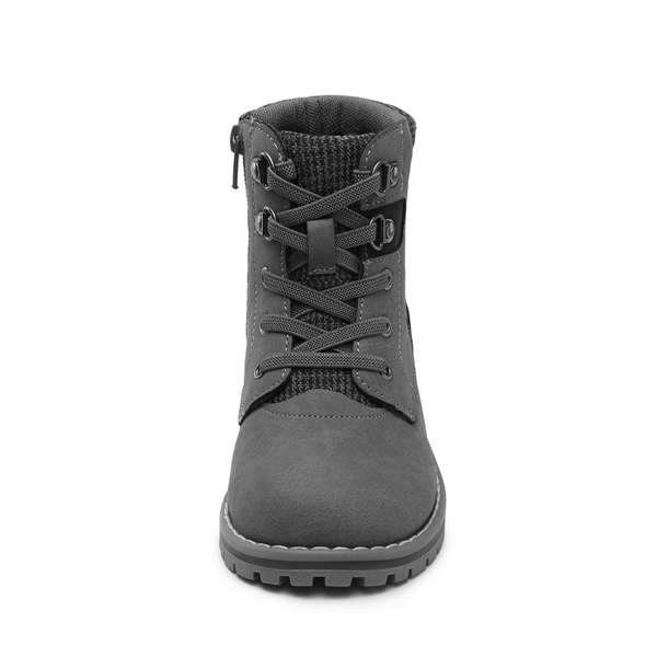 Kids Zipper Leather Ankle Boots - GREY - 4