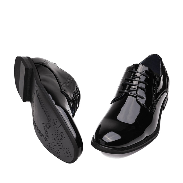 Men's Wide Fit Dress Oxford Shoes - BLACK PAT - 3