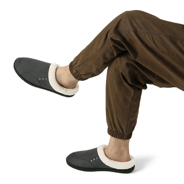 Men's Warm Faux Fur Lined House Slippers - GREY - 5