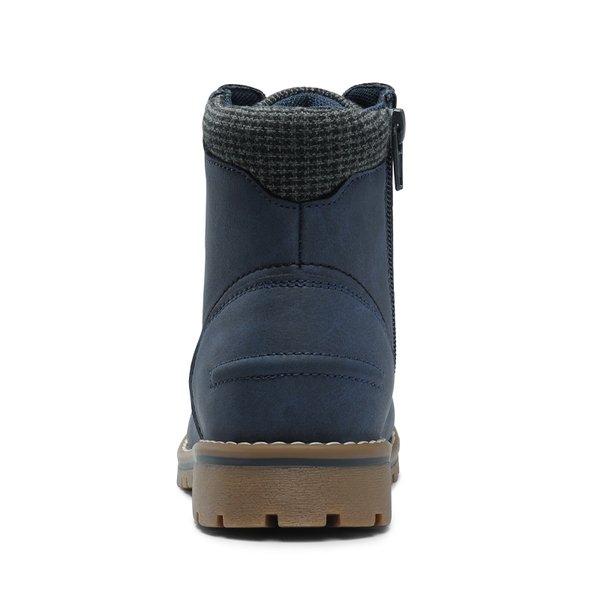 Kids Zipper Leather Ankle Boots - BLUE - 5