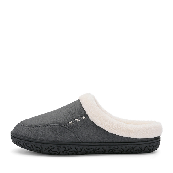 Men's Warm Faux Fur Lined House Slippers - GREY - 1