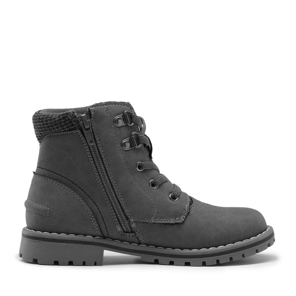 Kids Zipper Leather Ankle Boots - GREY - 2
