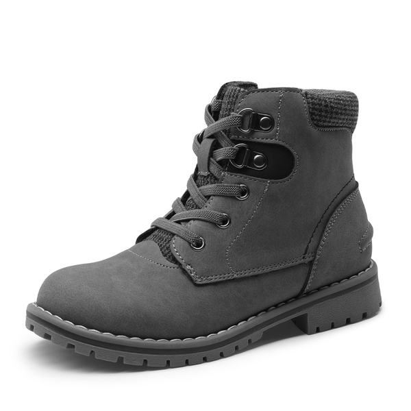 Kids Zipper Leather Ankle Boots - GREY -  0