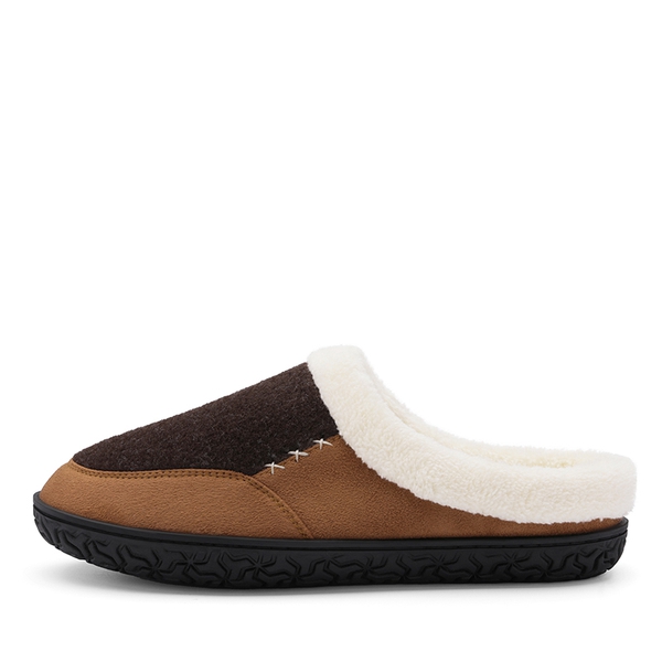 Men's Warm Faux Fur Lined House Slippers - BROWN DARK BROWN - 1