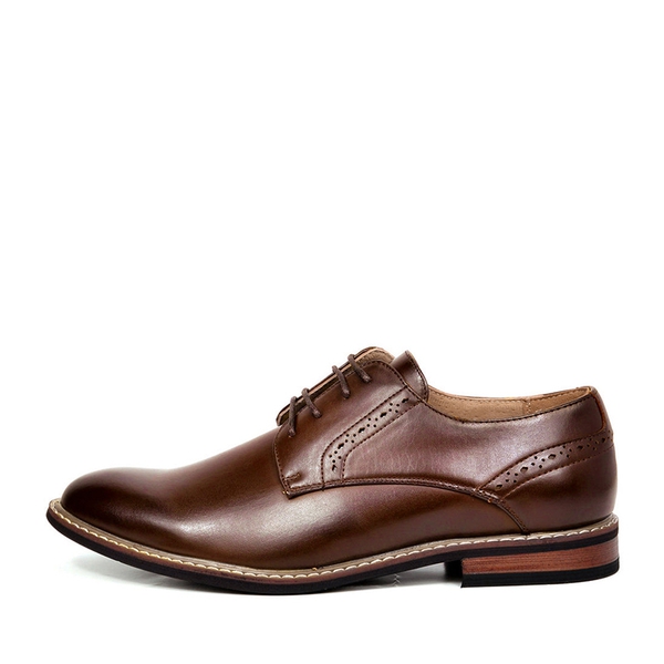 Men's Wide Fit Dress Oxford Shoes - DARK BROWN - 1