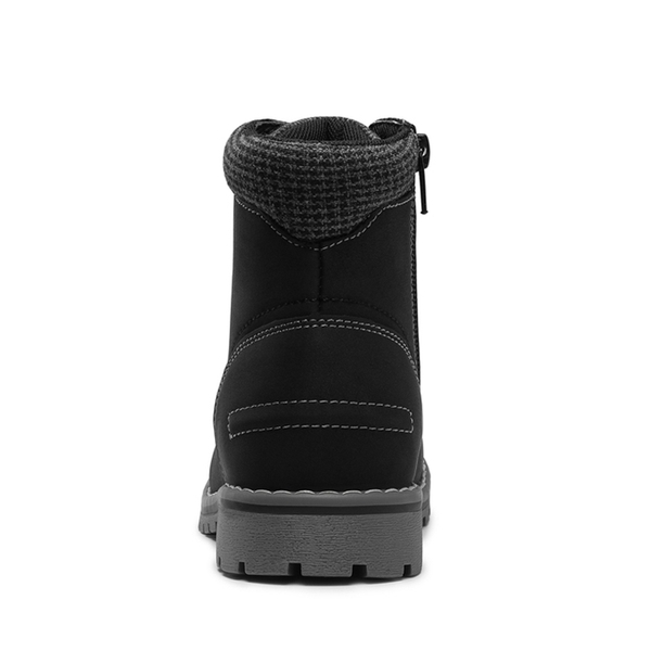 Kids Zipper Leather Ankle Boots - BLACK - 5