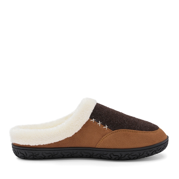 Men's Warm Faux Fur Lined House Slippers - BROWN DARK BROWN - 2