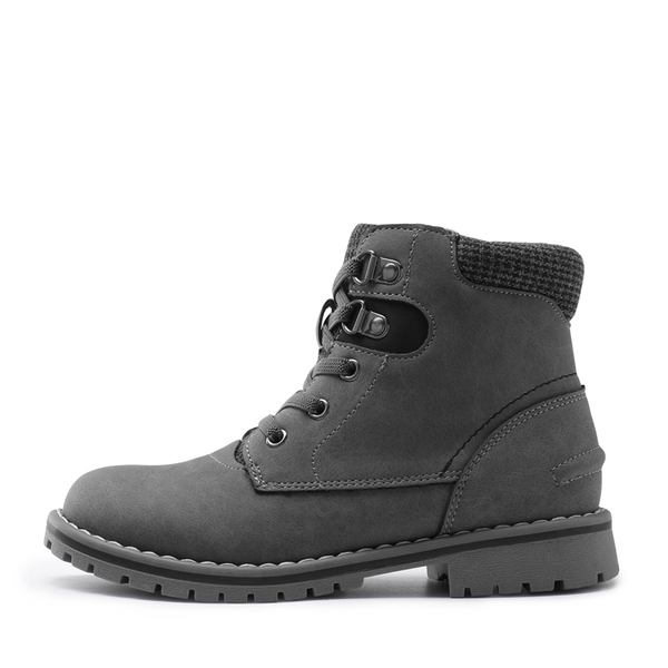 Kids Zipper Leather Ankle Boots - GREY - 1