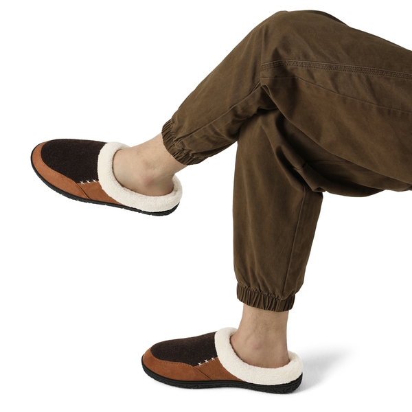 Men's Warm Faux Fur Lined House Slippers - BROWN DARK BROWN - 5
