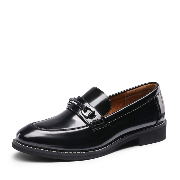 Women's Classic Flat Dress Loafers - BRIGHT BLACK -  0