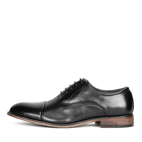 Men's Wide-Fit Cap Toe Oxford Shoes - BLACK - 1