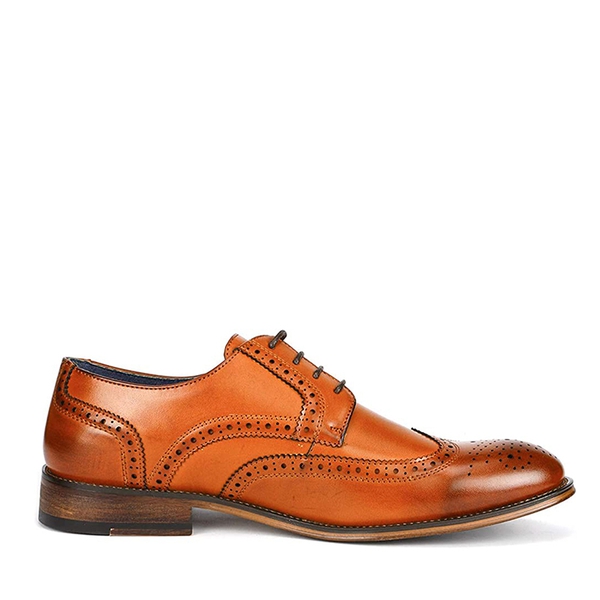 Men's Classic Wide Wingtip Dress Shoes - BROWN - 2