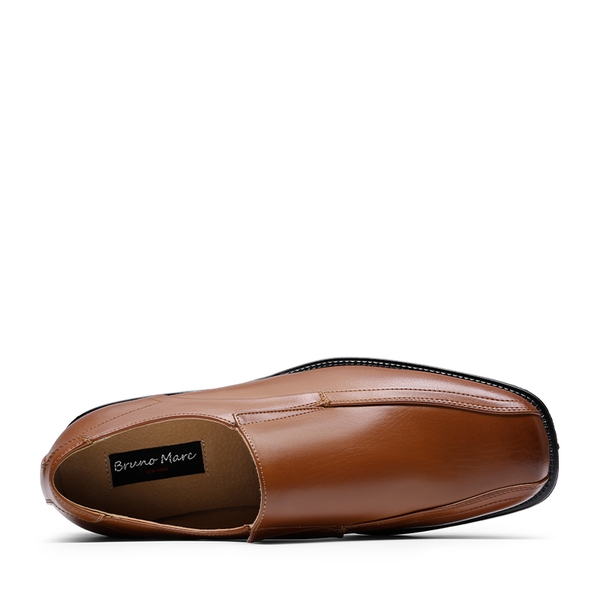 Men's Synthetic Leather Dress Loafers - BROWN - 3