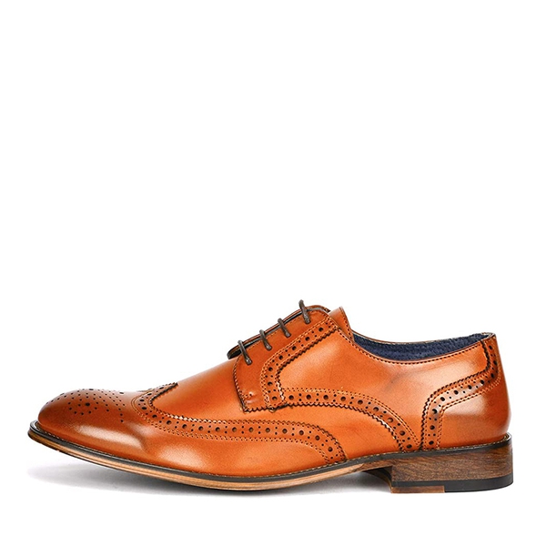 Men's Classic Wide Wingtip Dress Shoes - BROWN - 1