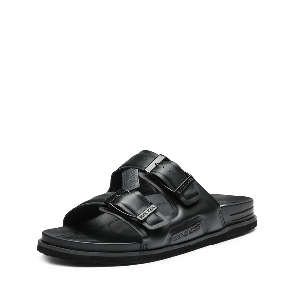Men's  Double Strap Slides with Arch Support - BLACK -  0