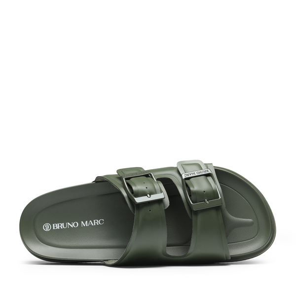 Men's  Double Strap Slides with Arch Support - ARMY GREEN - 3