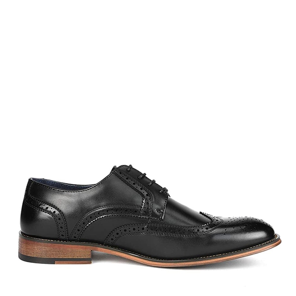 Men's Classic Wide Wingtip Dress Shoes - BLACK - 2