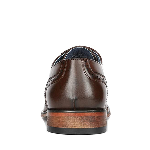 Men's Classic Wide Wingtip Dress Shoes - DARK BROWN - 4