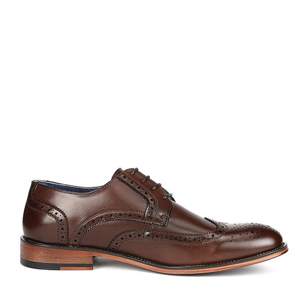 Men's Classic Wide Wingtip Dress Shoes - DARK BROWN - 2