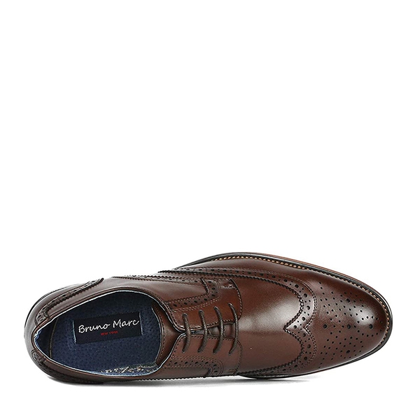 Men's Classic Wide Wingtip Dress Shoes - DARK BROWN - 3