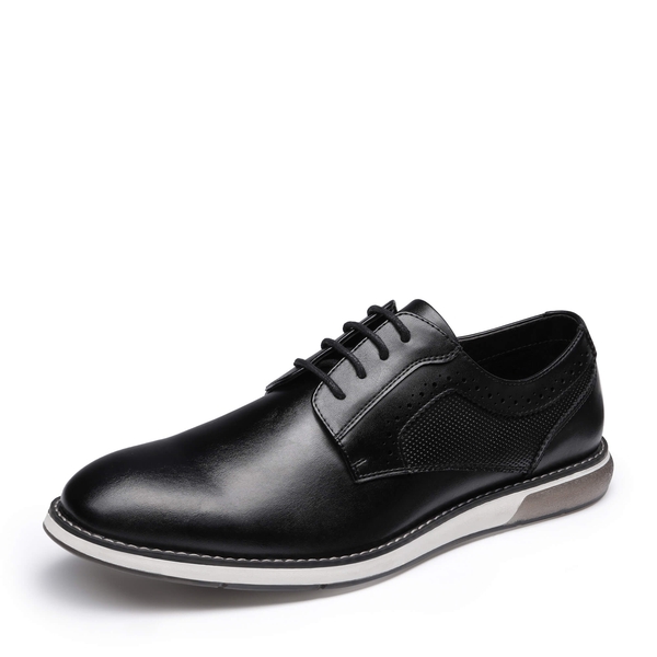 [CrossFlex GentEdge] Men's Polished Plain Toe Oxford Dress Sneakers - BLACK -  0