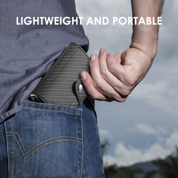 Men's Slim Pop-Up Wallet With Cash Compartment - CARBON - 4