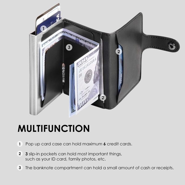 Men's Slim Pop-Up Wallet With Cash Compartment - BLACK - 3