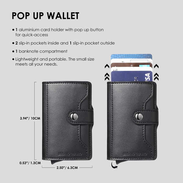 Men's Slim Pop-Up Wallet With Cash Compartment - BLACK - 2