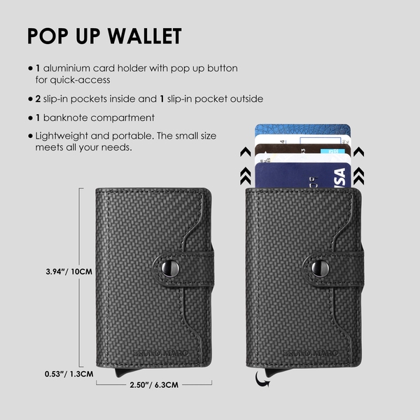 Men's Slim Pop-Up Wallet With Cash Compartment - CARBON - 2