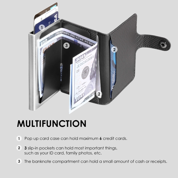 Men's Slim Pop-Up Wallet With Cash Compartment - CARBON - 3