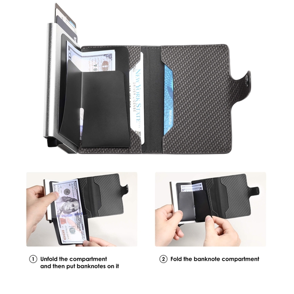 Men's Slim Pop-Up Wallet With Cash Compartment - CARBON - 1