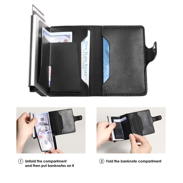 Men's Slim Pop-Up Wallet With Cash Compartment - BLACK - 1
