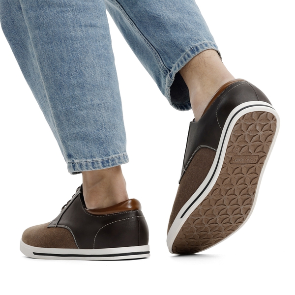 Men's Casual Oxford-Inspired Sneakers - DARK BROWN - 7