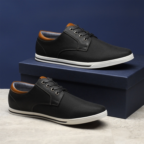 Men's Casual Oxford-Inspired Sneakers - BLACK - 8