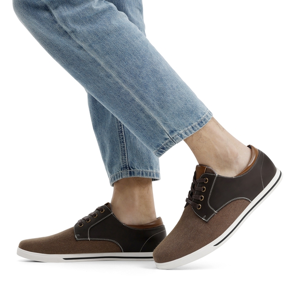 Men's Casual Oxford-Inspired Sneakers - DARK BROWN - 6