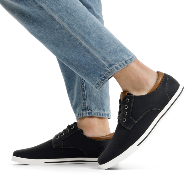 Men's Casual Oxford-Inspired Sneakers - BLACK - 6