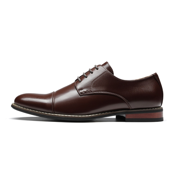 Men's Classic Cap-Toe Formal Oxford Shoes - DARK BROWN - 2