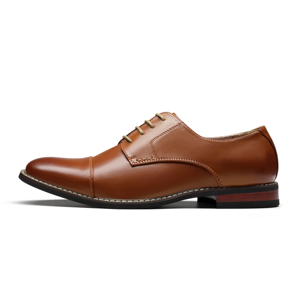 Men's Classic Cap-Toe Formal Oxford Shoes - BROWN - 2