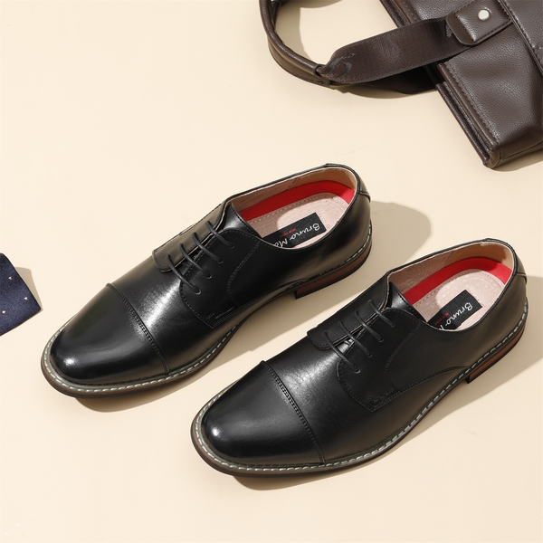 Men's Classic Cap-Toe Formal Oxford Shoes - BLACK - 1