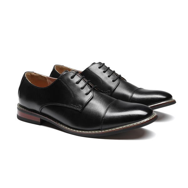 Men's Classic Cap-Toe Formal Oxford Shoes - BLACK - 5