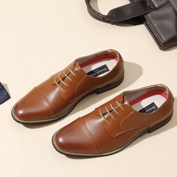 Men's Classic Cap-Toe Formal Oxford Shoes - BROWN - 1