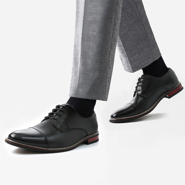 Men's Classic Cap-Toe Formal Oxford Shoes - BLACK - 7