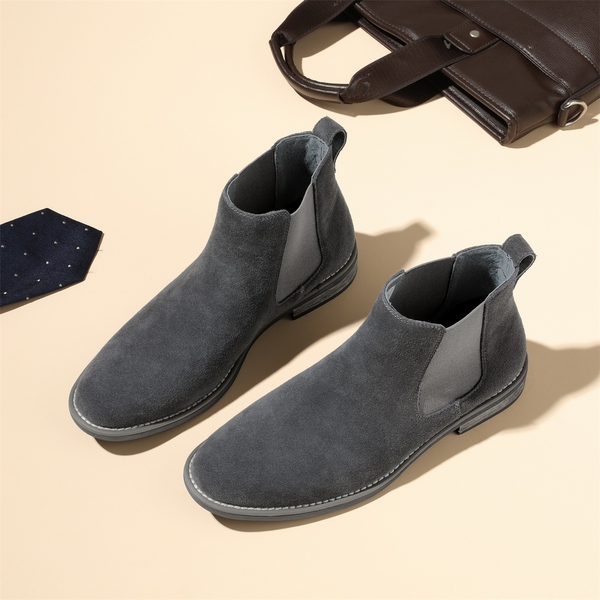 GREY Men’s Timeless Suede Leather Chelsea Boots | Classic Ankle Boots ...