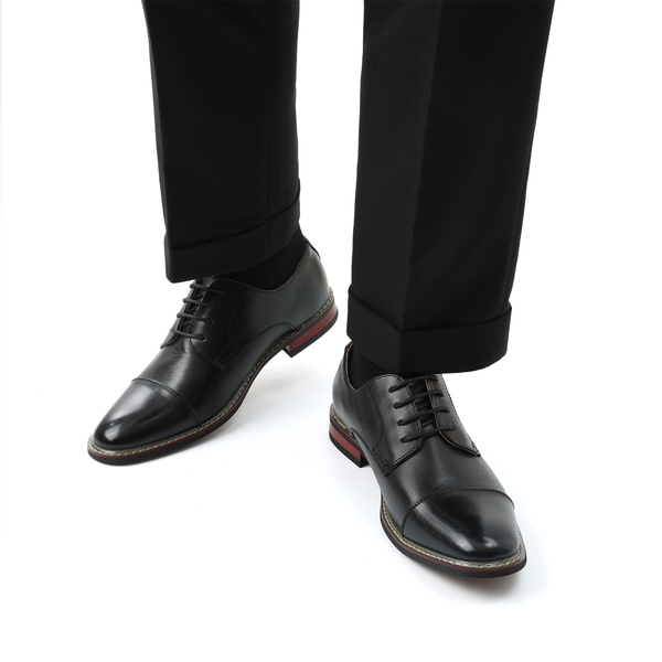 Men's Classic Cap-Toe Formal Oxford Shoes - BLACK - 6