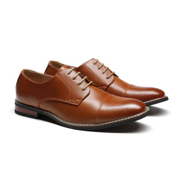 Men's Classic Cap-Toe Formal Oxford Shoes - BROWN - 5