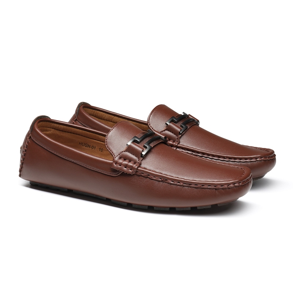 Men's Horsebit Moccasin Loafers Shoes - BROWN - 4