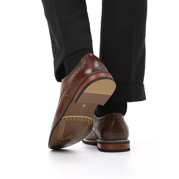 Men's Sophisticated Wingtip Dress Shoes - DARK BROWN - 8