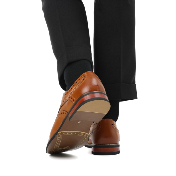 Men's Sophisticated Wingtip Dress Shoes - BROWN - 8