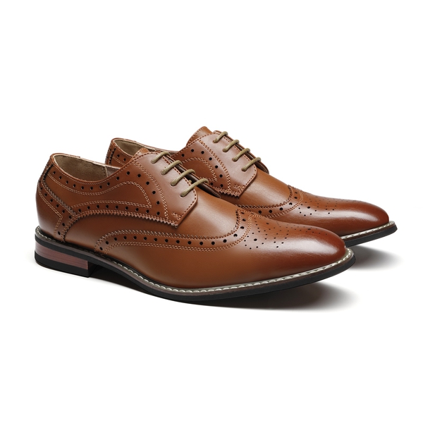 Men's Sophisticated Wingtip Dress Shoes - BROWN - 5