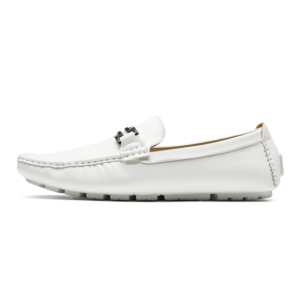 Men's Horsebit Moccasin Loafers Shoes - WHITE - 2